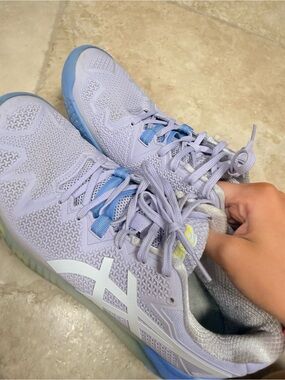 Asics Lavender Knit Athletic Sneakers with White Logo